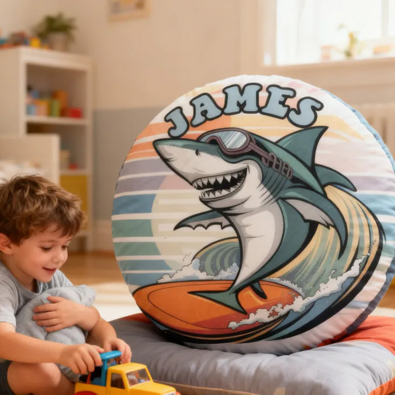 Personalized Suring Shark Pillow Rainbow Throw Pillow Graphic 3D Print Surfing Skateboarding Fitness Decoration Pillow Exercise Sport Pillow for Kids Surfing Skateboarding Lovers