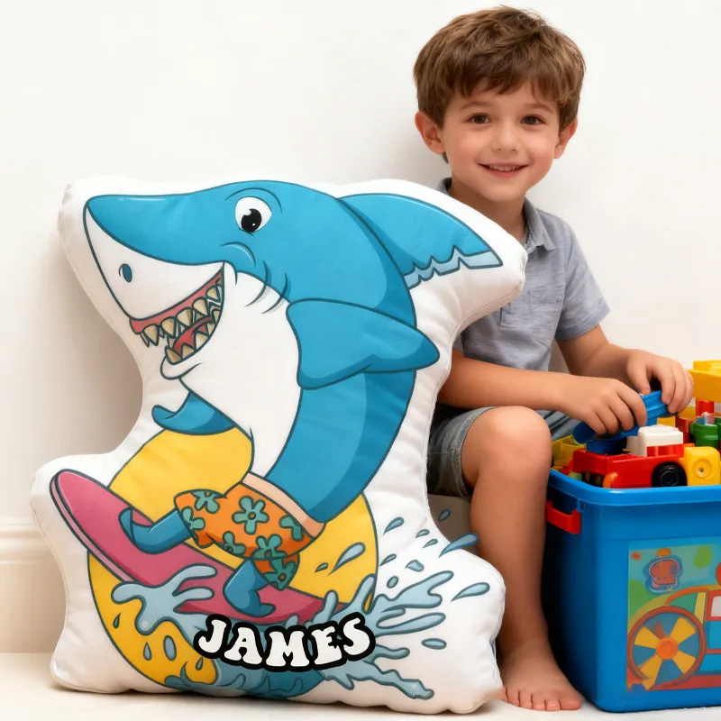 Personalized Suring Shark Pillow Rainbow Throw Pillow Graphic 3D Print Surfing Skateboarding Fitness Decoration Pillow Exercise Sport Pillow for Kids Surfing Skateboarding Lovers