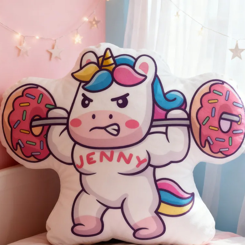 Personalized Fitness Magical Animals Pillow Graphic 3D Print Trainer Fitness Planner Decoration Letter Pillow Exercise Sport Gym Sublimation Design Lift Heavy Shit Gym Rat Weightlifting Pillow for Kids Gym Lovers