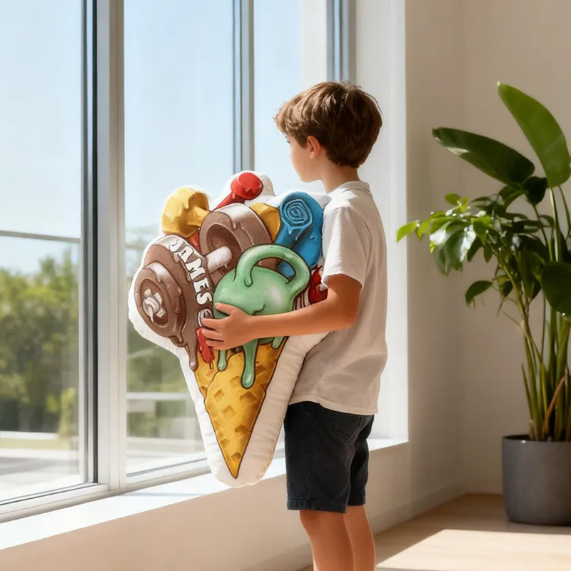 Personalized Ice Cream Fitness Pillow Delicious Throw Pillow Graphic 3D Print Trainer Fitness Planner Decoration Pillow Exercise Sport Gym Rat Weightlifting Pillow for Kids Gym Lovers