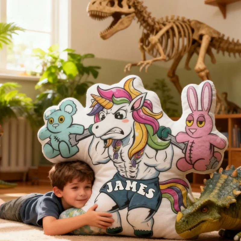 Personalized Fitness Magical Animals Pillow Rainbow Throw Pillow Graphic 3D Print Trainer Fitness Planner Decoration Pillow Exercise Sport Gym Rat Weightlifting Pillow for Kids Gym Lovers