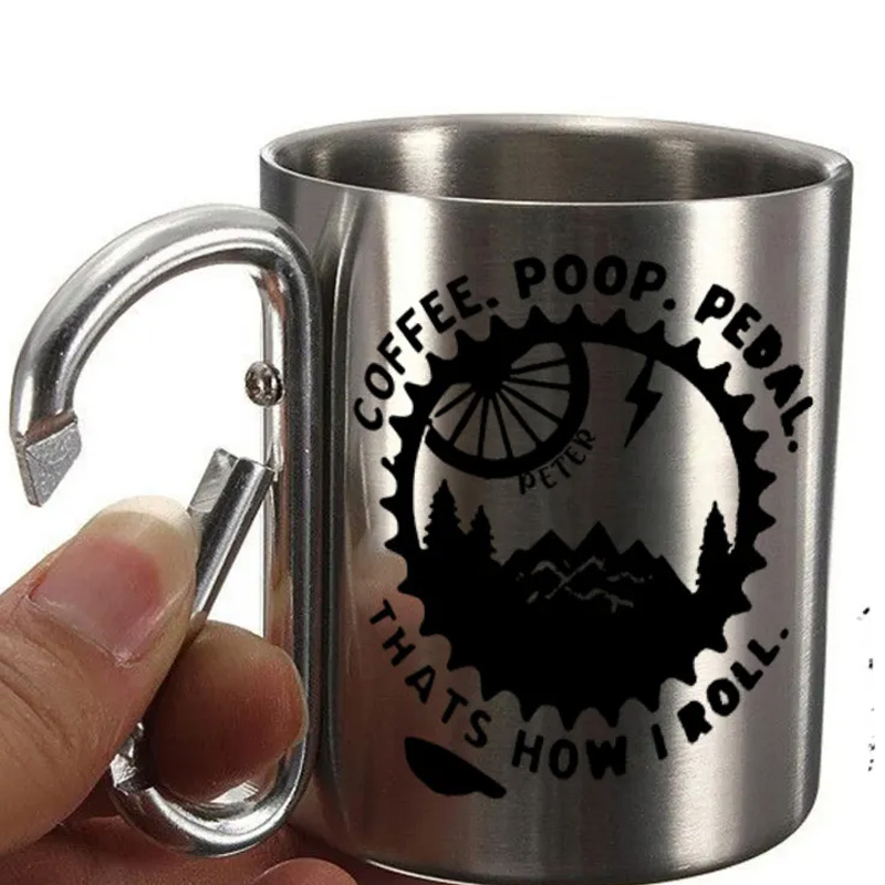 Personalized MBT Mountain Riding Escape Hiking Carabiner Travel Holiday Camping Stainless Steel Mug Adventure Coffee Cup Tea Mug Gift Birthday for Cycling Riding Lovers