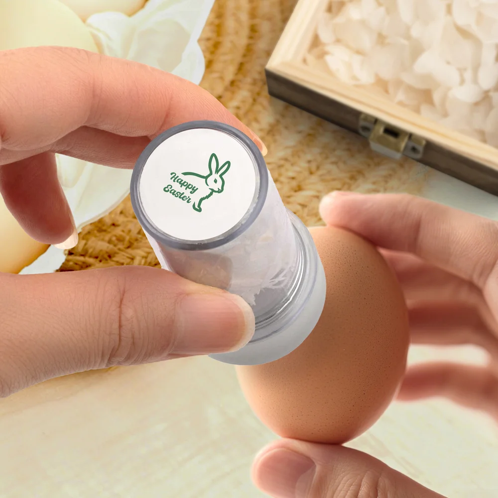 Personalized Multi-Pattern Easter Egg Stamp with Name and Wooden Box Birthday Easter Gift for Families Farmers Breeders