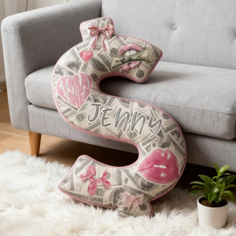 Personalized Dollar Throw Pillow Graphic 3D Print Trainer Fitness Planner Pinky Money Come Decoration Letter Pillow Exercise Sport Gym Sublimation Design Lift Heavy Shit Gym Rat Weightlifting Pillow for Her Gym Lovers