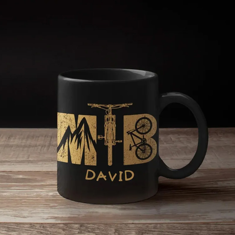Personalized MTB Coffee Mug Mountain Bike Gift for Cyclist for Biker Cycling Riding Lovers