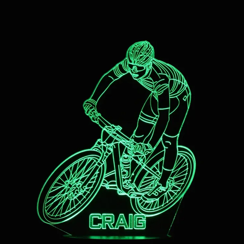 Personalized Mountain Bike LED Night Light Custom Name Bicycle Led Lamp Biker Birthday Gift Cyclist Bedroom Decor Cycling Sign Engraved Bike Lamp