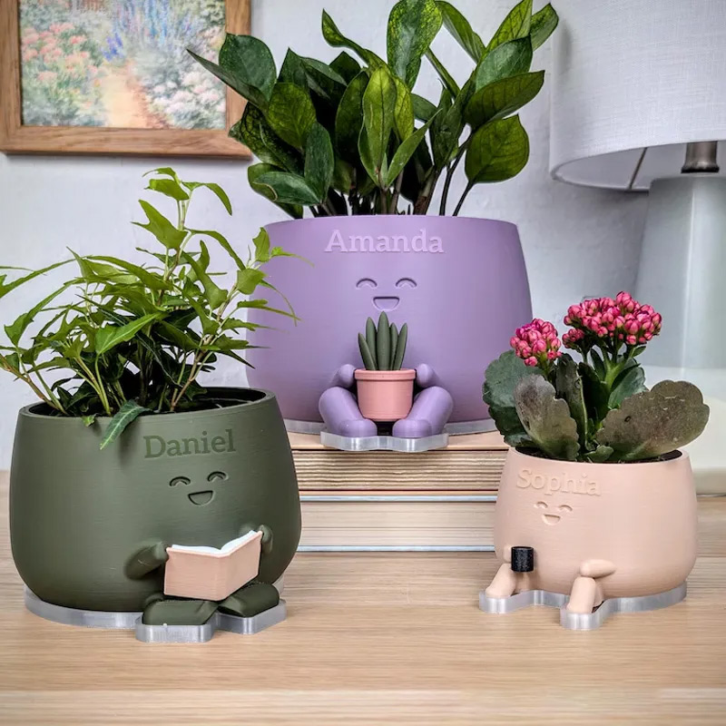 Personalized Book Reader Planter Pots with Name Cute Planter Book Pot Reading Flower Vase Bookworm Planter No Drip Christmas Gift for Book Lover Reader