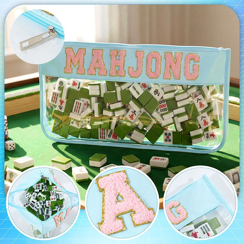 2 Pcs Mahjong Bags for Tiles and Racks Include Mahjong Tile Bag & Rack Bag 37 Inch Protective Sleeve Tile Gift Accessory with Zipper & Letter for Mahj Pusher Not Include Racks& Tiles Pink Blue