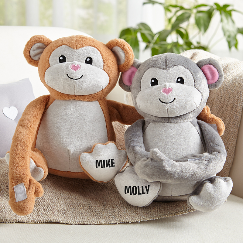 Personalized Hugs and Kisses Monkeys Loving Gift Stuffed Animals for Couples Personalized Gift For Two with Name