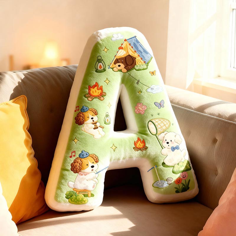 Personalized Dog Lover Camping Fishing Letter Pillow Graphic 3D Print