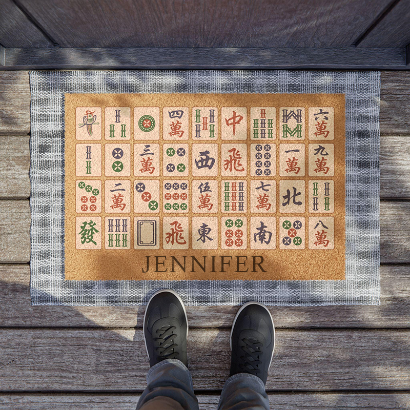 Personalized Mahjong Tiles Welcome Doormat Birthday Gift Mahj House Decor Mahjong Outdoor Mat Mahjong Lover Player Gamer Gift
