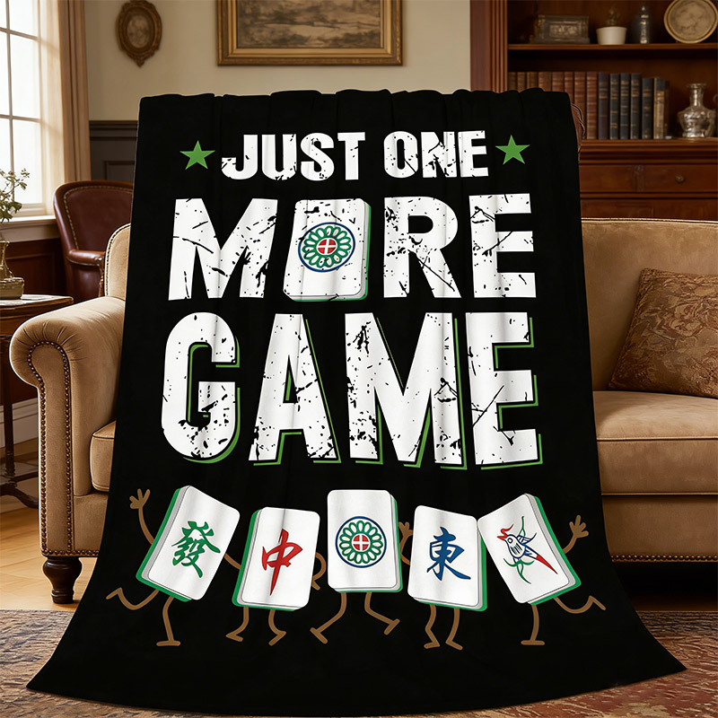 Mahjong Blanket Flannel Plush Throw Blanket Cozy Mah Jong Decor Fleece Stuff Blanket Gifts