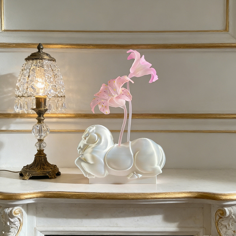 Personalized Flower Horse Stallion Ornaments 3D Print Horse Sculpture Table Decor Gift for Equestrian Riding Lovers