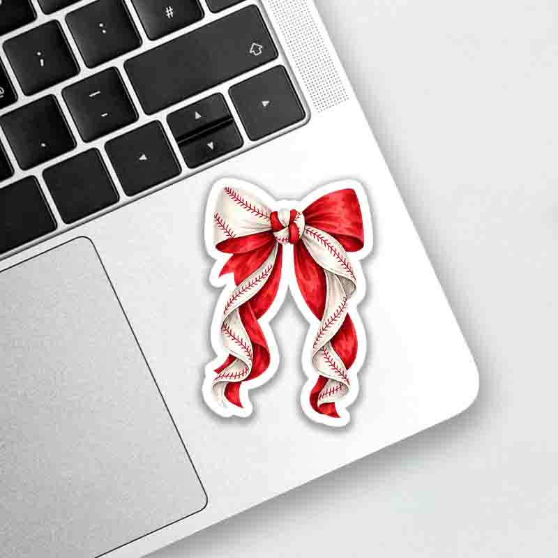 Personalized Baseball Bow Tie Sticker Red Bow Tie Baseball Custom Name
