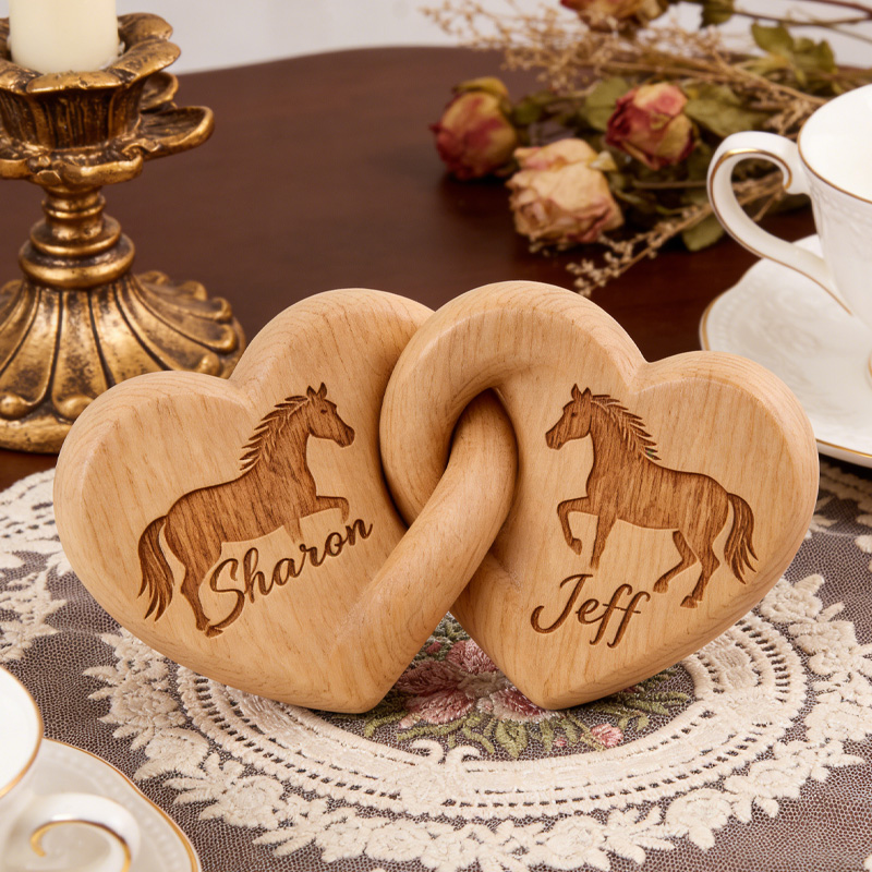 Personalized Horse Infinity Heart Sculpture Romantic Couple Keepsake Decor Anniversary Gift for Equestrian Riding Lovers