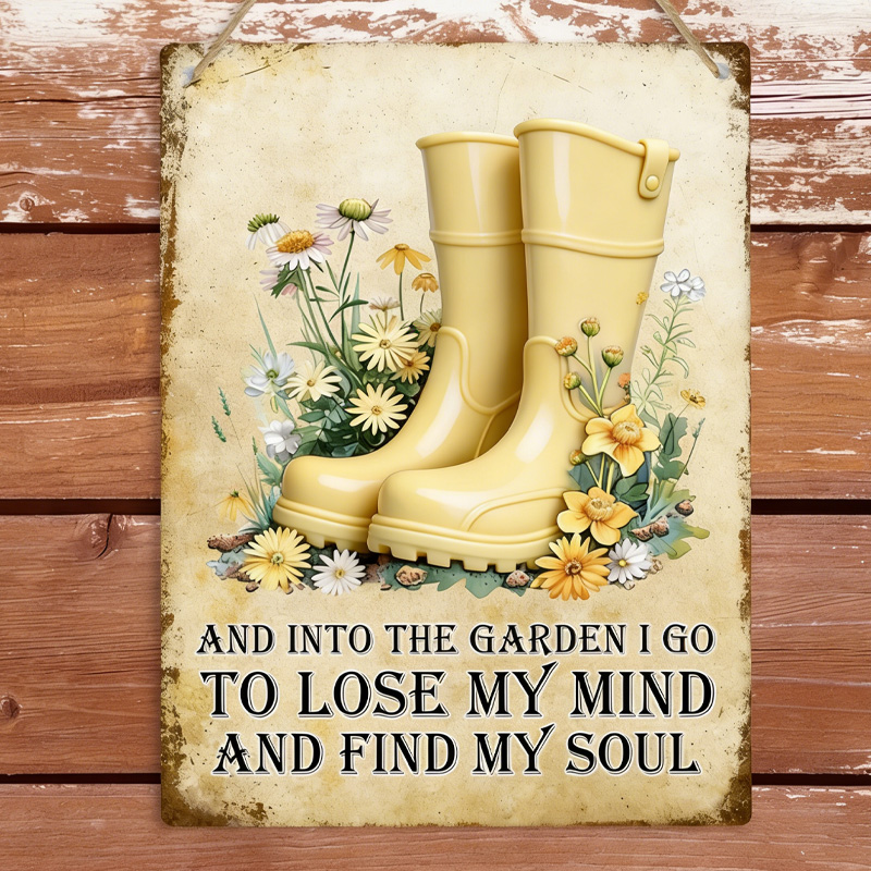 Personalized Western Cowgirl Into The Garden Metal Tin Sign Inspirational Gardening Wall Plaque Gardener Home Art Decor Shed Patio Sign Gift for Equestrian Riding Lovers