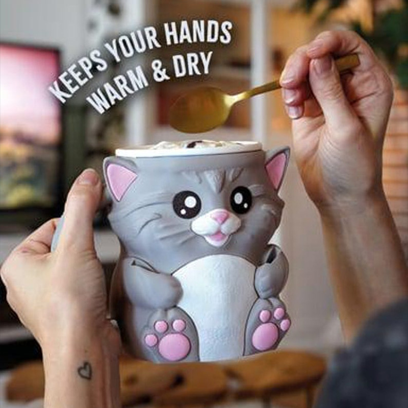 Cat Ice Cream Pint Holder 3D Printed with Spoon Slots & Snack Drawer 16oz Gift for Cat Lovers