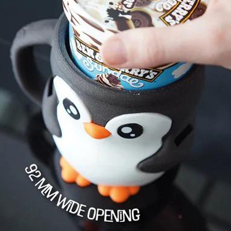 Penguin Ice Cream Pint Holder 3D Printed with Spoon Slots & Snack Drawer