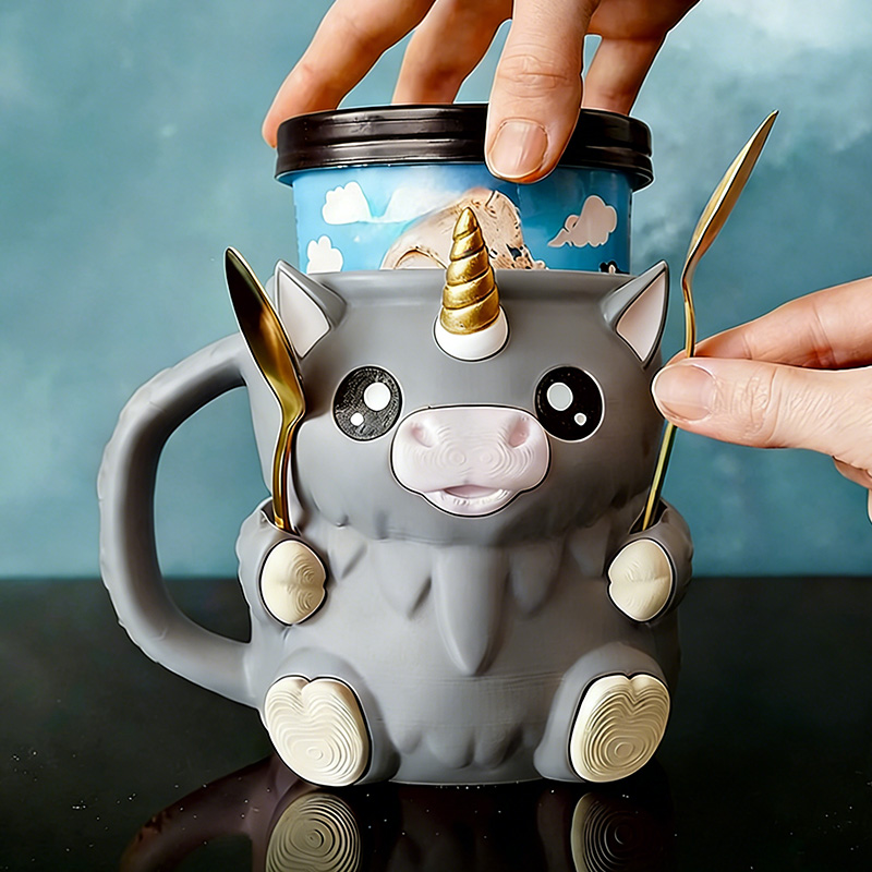 Dream Horse Ice Cream Pint Holder 3D Printed with Spoon Slots & Snack Drawer