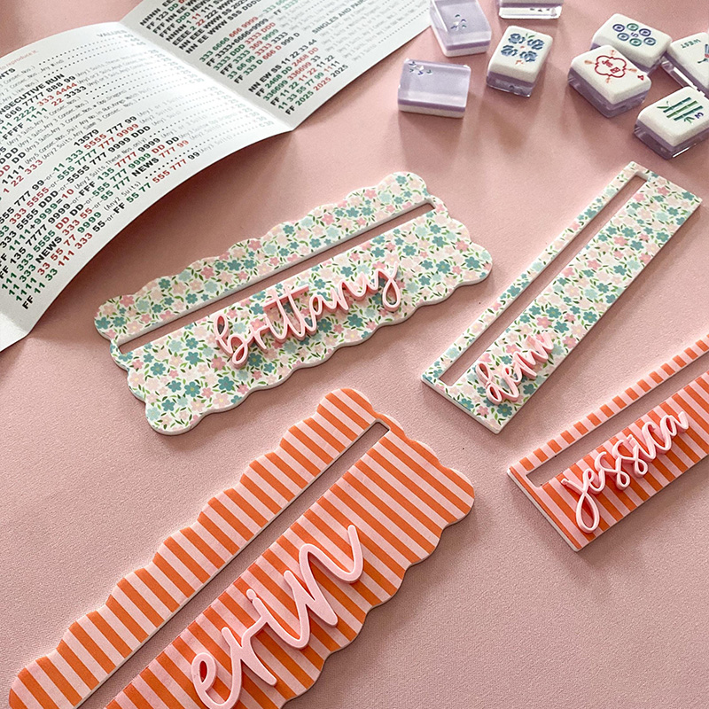 Personalized Striped Mahjong Row Finde,Floral Scallop Line Reader, Mahjong Gifts ,Mahjong Accessories,Mahjong Rule Helper