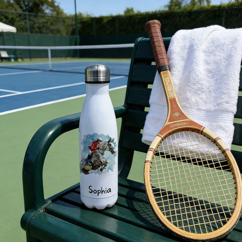 Personalized Photo Show Jumping Horse Insulated Bottle Pony Owners Thermal Flask Water Bottle for Equestrain Lovers