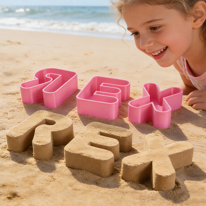 Personalized Multicolor Alphabet 3D Printed Sand Mold Beach Toys Vacation Essentials Birthday Gift for Family Kids
