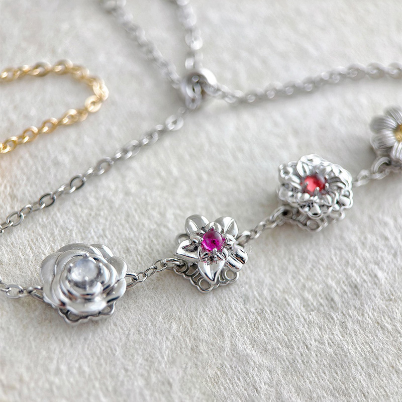 Personalized Birth Flower Bracelet With Real Birthstone, Fidget Spinner Birthflowers, Custom Mother's Day For Mom, Combined Birthflower