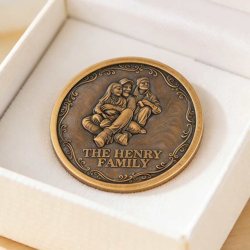Personalized Family Photo Retro Commemorative Coin with Text Birthday Anniversary Daily Use Gift for Family