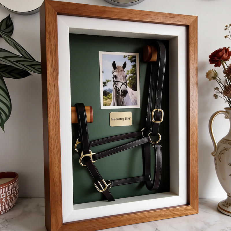 Personalized Horse Memorial Shadow Box Custom Halter Keepsake Frame with Photo Engraved Plaque Horse Remembrance Gift for Equestrain Lovers