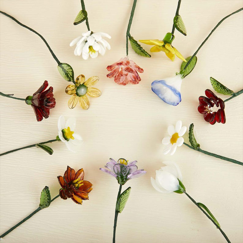 Personalized Glass Birthday Flowers Mother's Day Gifts Handcrafted Birth Flowers