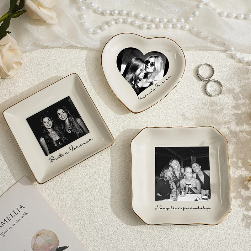Personalised Photo Trinket Dish With Custom Jewelry Ring Dish, Wedding Gift, Bridesmaid Proposal, Trinket Tray for Best Friend, Bestie