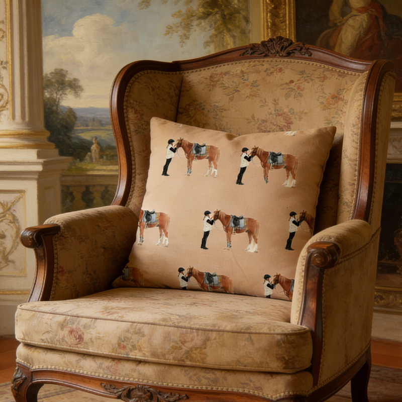 Personalized Photo Throw Pillow Equestrian Pillow Cover Plaid Horse Accent Pillow Farmhouse Decor for Riding Lovers Equestrian Lovers