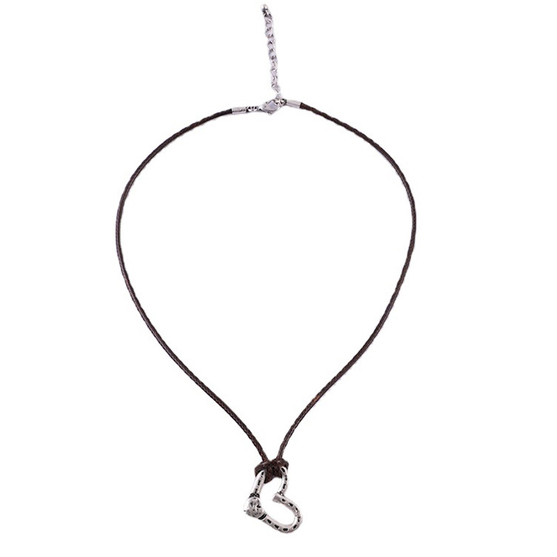 Personalized Heart and Horse Shoes Necklace Horse Love Pendant Rustic Handmade Jewelry Hand Hammered Gift for Equestrain Lovers