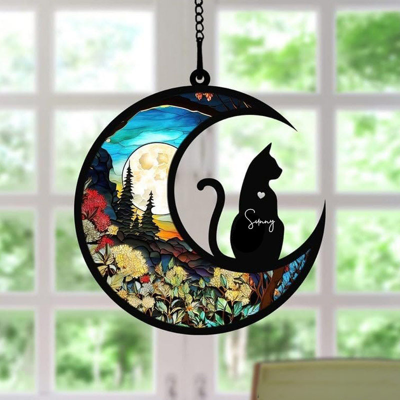 Personalized Cat Lover Loss of Cat Memorial Sun Catcher