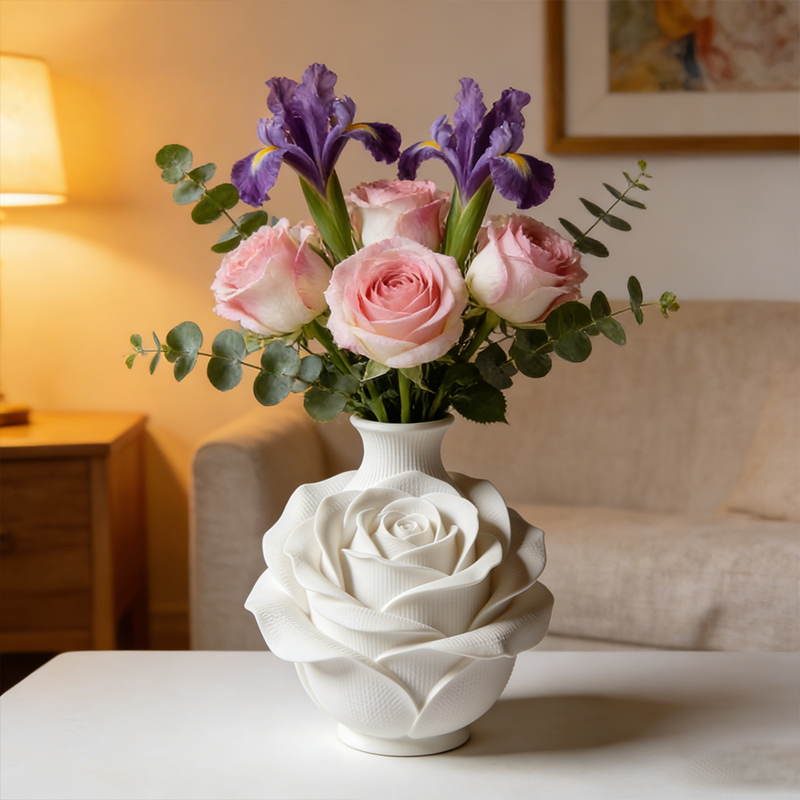 Personalized Rose Flower Vase 3D Printed Rose Vase Elegant and Noble Home Decor Gift for Her