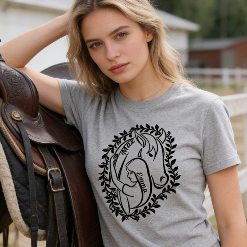 Personalized Horse Girl Shirt Horse Lover Glitter Gift for Equestrian Lovers