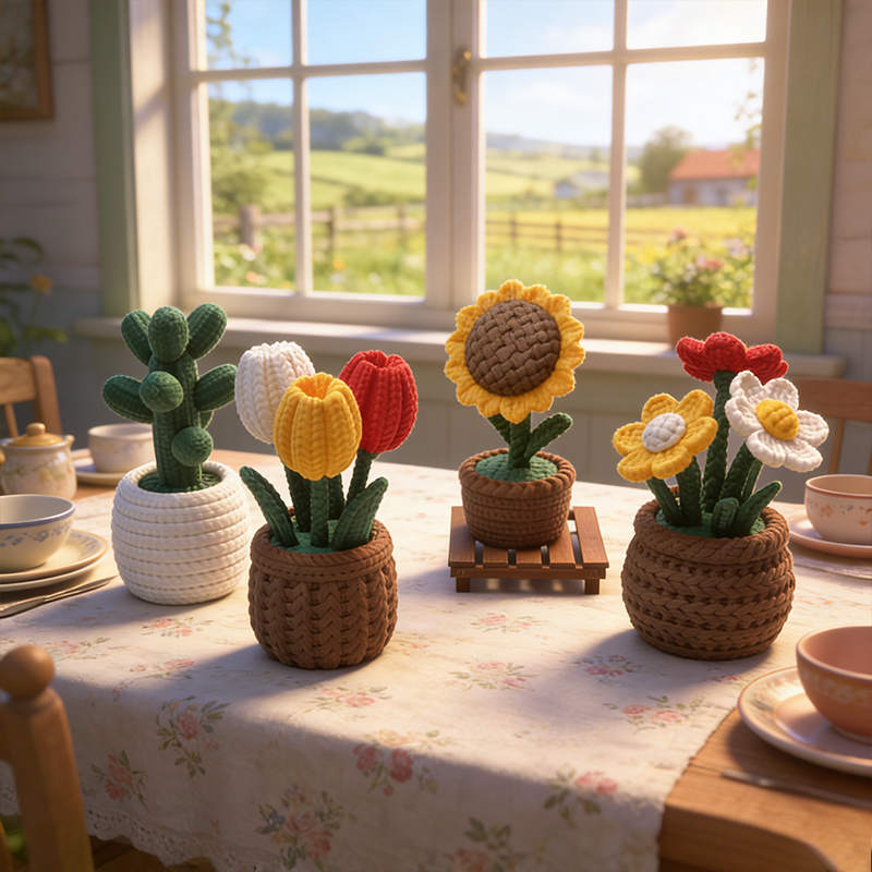 Personalized 3D Printed Flower 3D Tulips Decorations Potted Cacti Gift Home Decoration