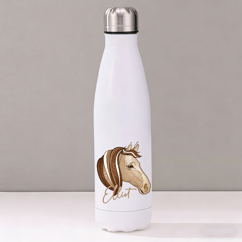 Personalized Horse Design Snaffle Bits Show Jumping Horse Insulated Bottle Pony Owners Thermal Flask Water Bottle for Equestrain Lovers