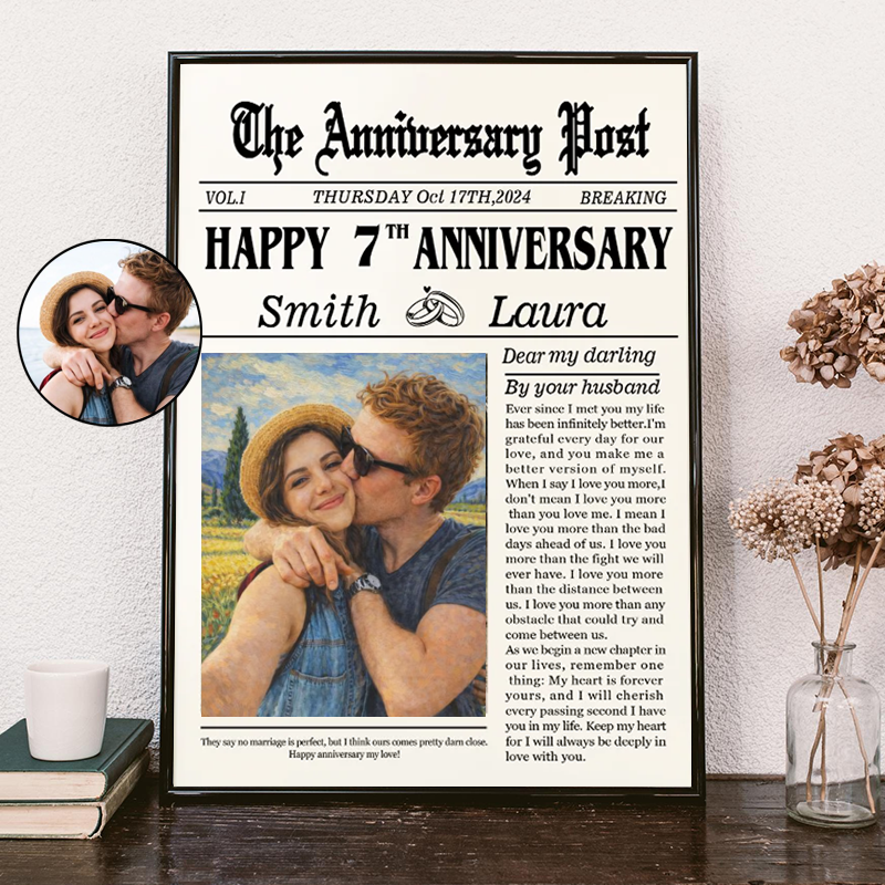 Personalized Couple Photo Post Print Celebrating Decade of Love Poster Canvas Painting Couple 10th Anniversary Keepsake Canvas Painting