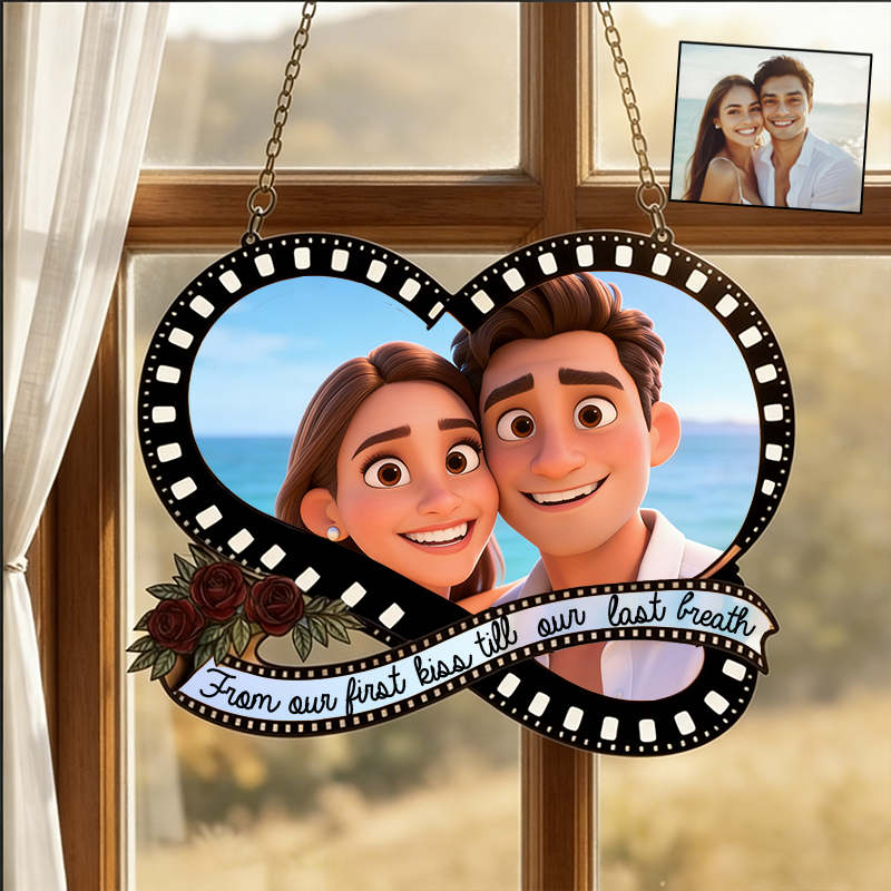 Personalized Couple Photo Film Suncatcher Custom Window Decor Anniversary Gift Valentines Day Gift