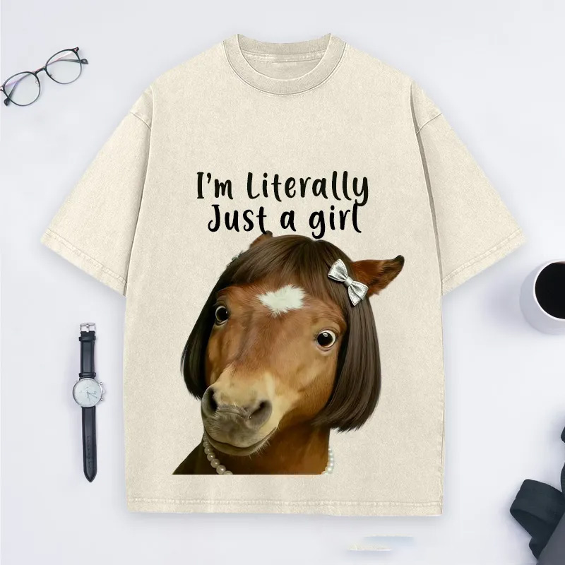 Personalized Funny Horse Washed T-Shirts Gift Shirt for Riding Equestrain Lovers
