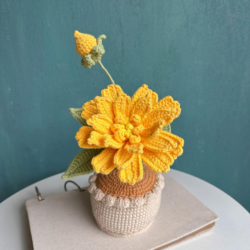 Mothers Day Gift Handmade Knitted Flower Pot Crochet Tulip Plant Gift for Mom Grandma Mother's Day Gifts