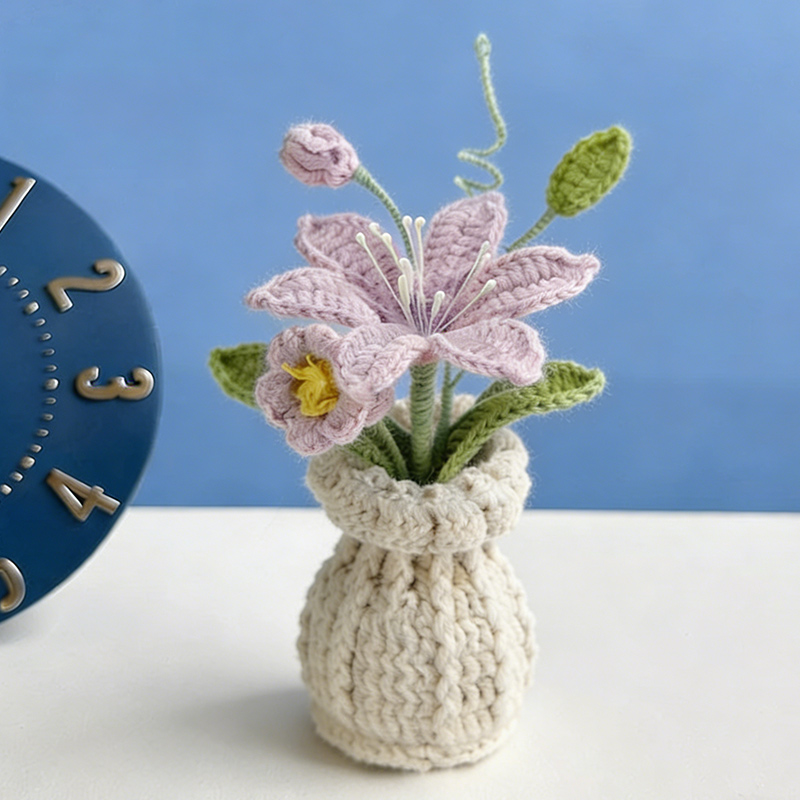 Mothers Day Gift Handmade Knitted Flower Pot Crochet Baby's Breath Roses Mars Orchid Plant Gift for Mom Grandma Mother's Day Gifts