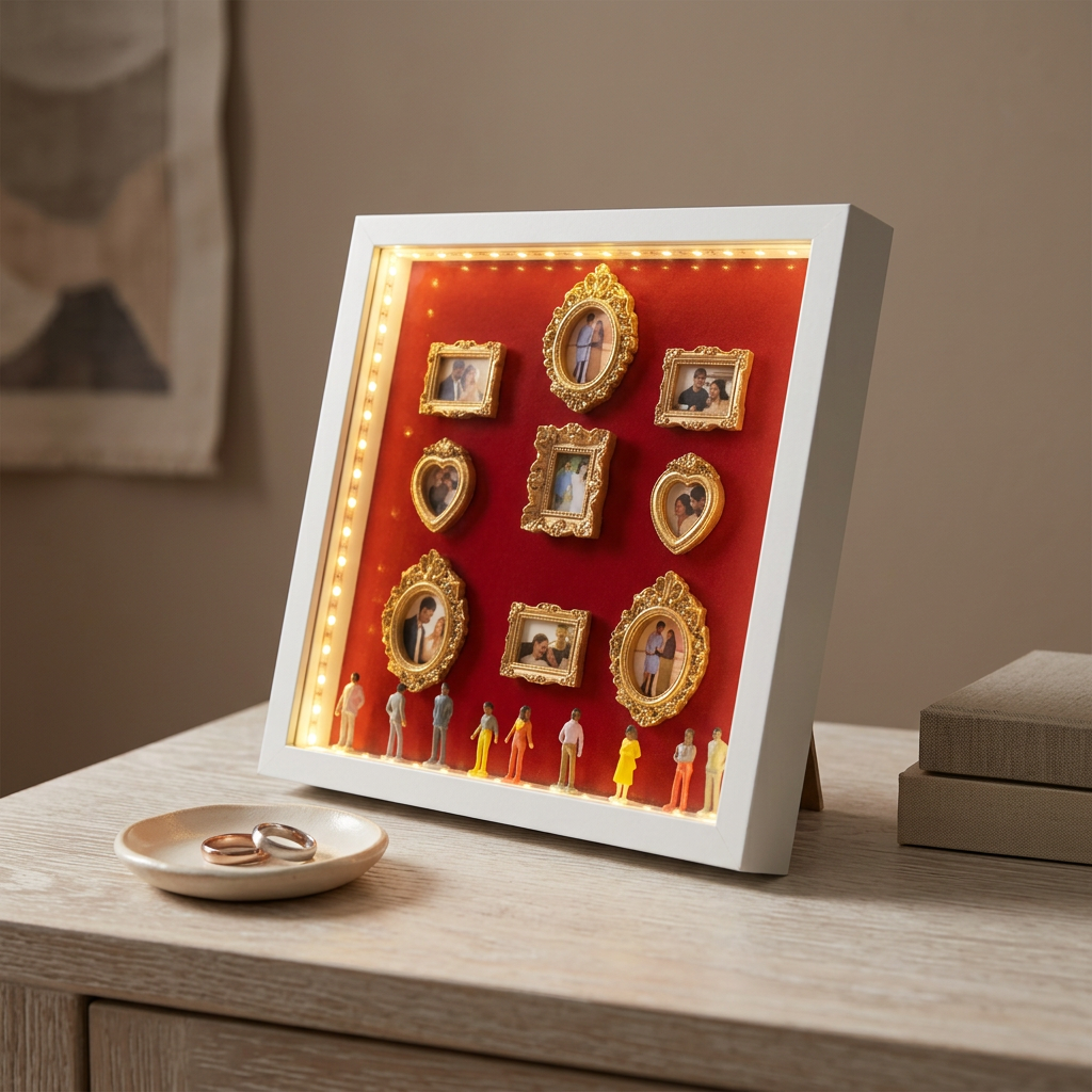 Personalized Mini Museum Silhouette Box with LED Light DIY 11 Photos Museum Frame Box Mother's Day Gifts