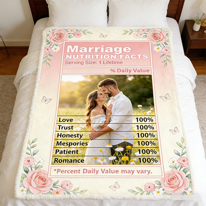 Personalized Funny Marriage Nutrition Facts Blanket Couple Throw Blanket Marriage Gift Anniversary Gift for Couple Newlywed Gift