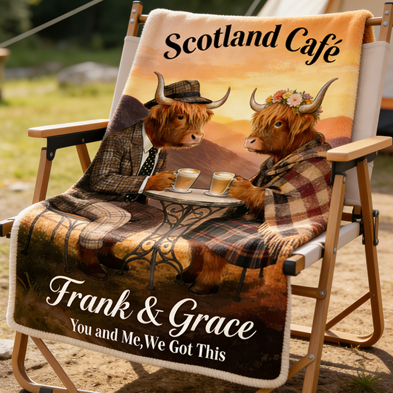 Personalized Highland Cow Throw Blanket for Couple You and Me We Got This Blanket Scotland Highland Couple Throw Blanket 