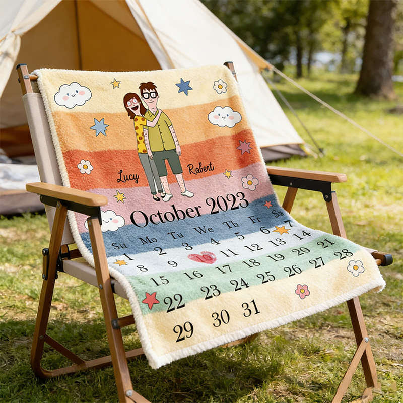 Personalized Couple Blanket Valentine's Day Gift for Couple Cartoon Character Couple Blanket