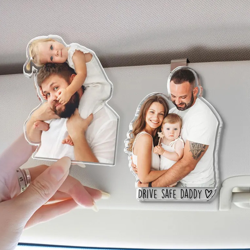 Personalized Custom Photo Picture Memory Keepsake Unique Family Gift Cute Decorative Accessory for Vehicle Personalized Car Visor Clip
