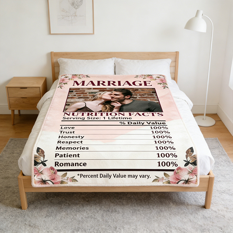 Personalized Marriage Nutrition Facts Blanket Funny Couple Throw Blanket Marriage Gift Anniversary Gift for Couple Newlywed Gift