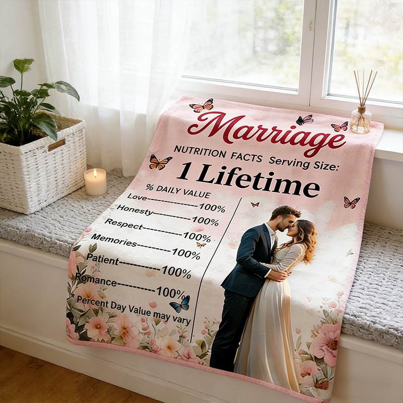 Personalized Marriage Nutrition Facts Blanket Funny Couple Throw Blanket Marriage Gift Anniversary Gift for Couple Newlywed Gift
